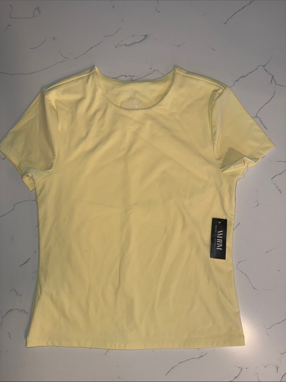 White House Black Market Short Sleeve Crewneck Top — Pale Yellow